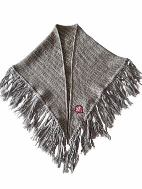 Diesel Vintage Triangle Scarf Made in Italy Fringed Gray Geometric Knit Pattern